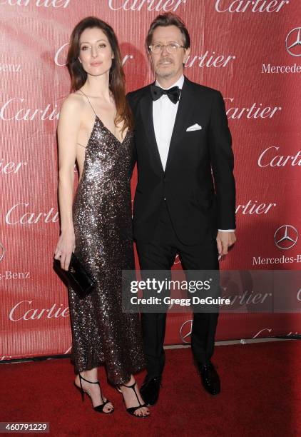 Actor Gary Oldman and Alexandra Edenborough arrive at the 25th Annual Palm Springs International Film Festival Awards Gala at Palm Springs Convention...