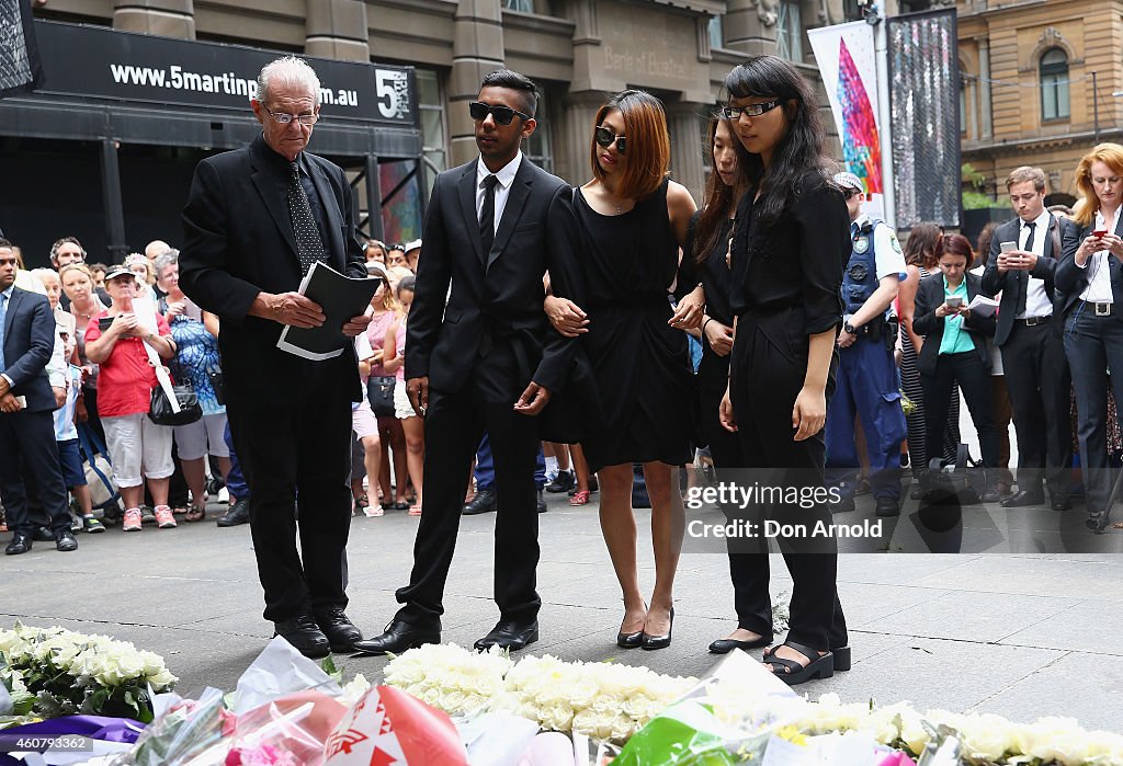 Siege Victims Visit Martin Place Following Removal Of Floral Tribute