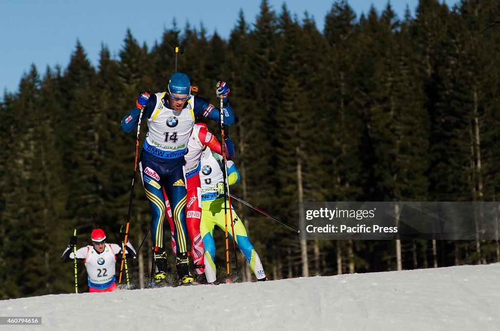 Fredrik Lindstroem (SWE) on the course during Biathlon World...