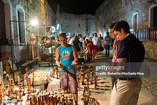 Souvenir stands inside the La Cabana a colonial Spanish fortress in Old Havana where every day a gun is fire to announce the closing of the city at...