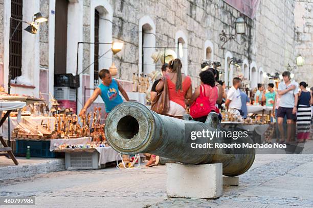 Souvenir stands inside the La Cabana a colonial Spanish fortress in Old Havana where every day a gun is fire to announce the closing of the city at...