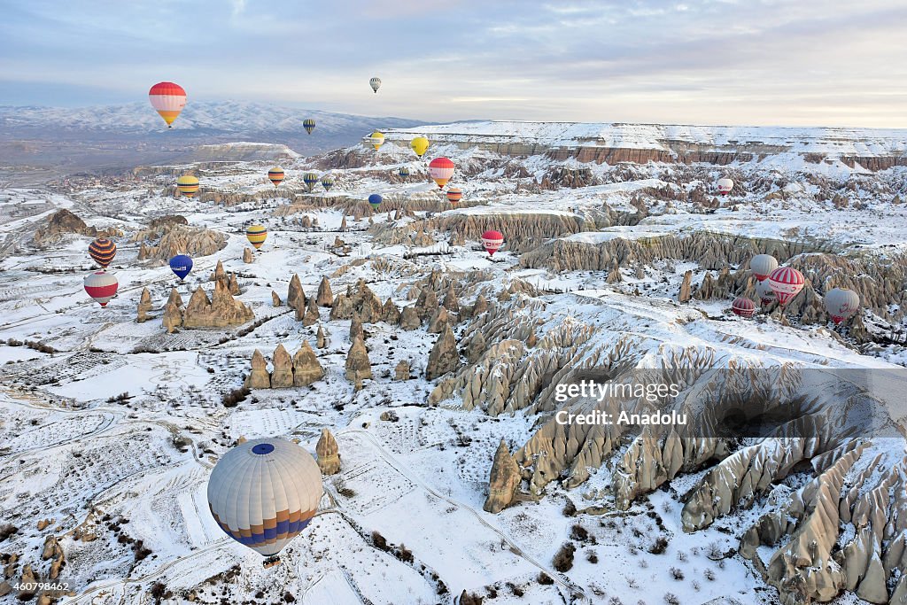 Winter Hot Air Balloons In Cappadocia