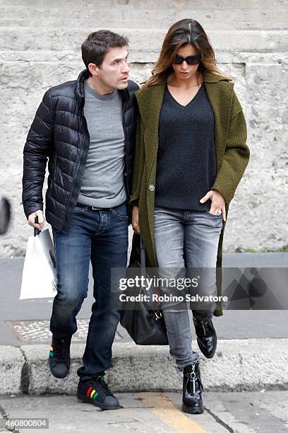 Elisabetta Canalis and Brian Perri are sighted on December 22, 2014 in Milan, Italy.