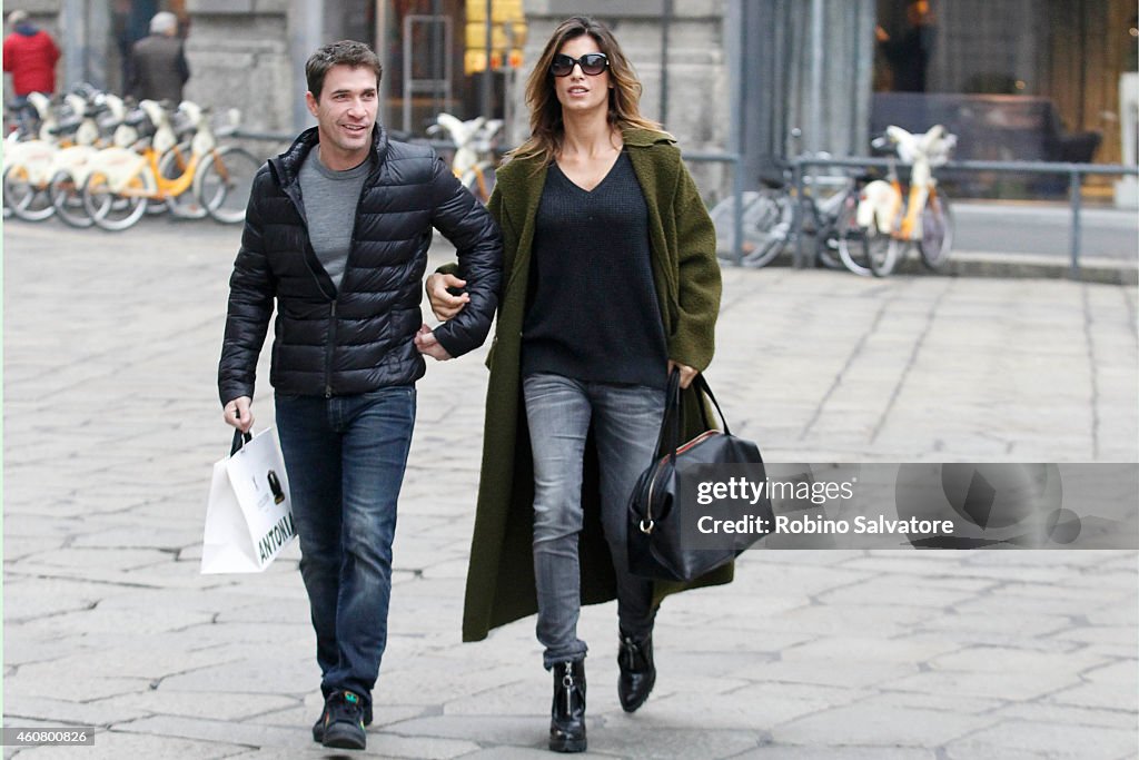Celebrity Sighting - Elisabetta Canalis And Brian Perri In Milan