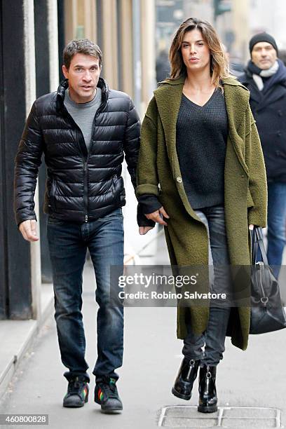 Elisabetta Canalis and Brian Perri are sighted on December 22, 2014 in Milan, Italy.