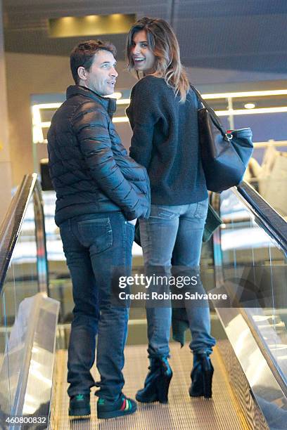 Elisabetta Canalis and Brian Perri are sighted on December 22, 2014 in Milan, Italy.