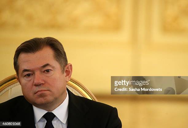 Russian Presidential Advisor Sergei Glazyev attends Summit of Collective Security Treaty Organisation at the Grand Kremlin Palace, on December 23,...