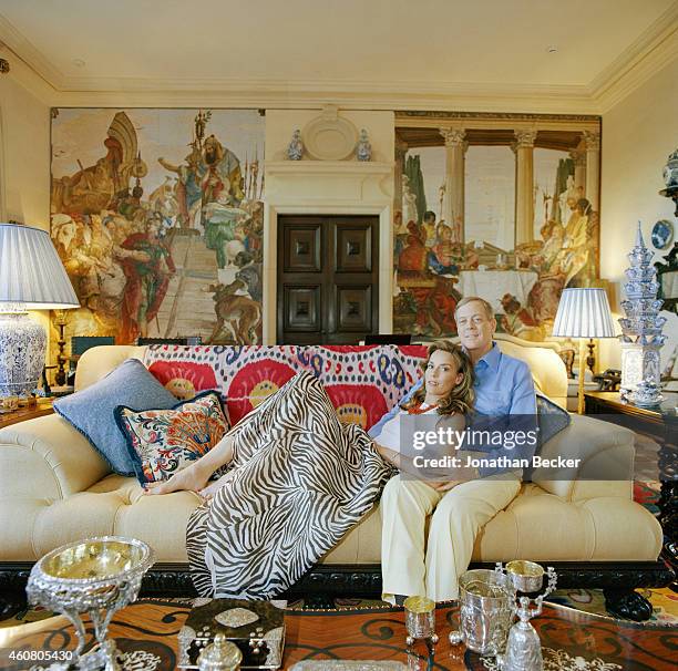 BBusinessman David Koch and wife Julia are photographed for Vanity Fair Magazine on February 23, 2003 in Palm Beach, Florida.