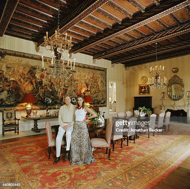 BBusinessman David Koch and wife Julia are photographed for Vanity Fair Magazine on February 23, 2003 in Palm Beach, Florida.