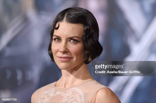 Actress Evangeline Lilly arrives at the Los Angeles premiere of 'The Hobbit: The Battle Of The Five Armies' at Dolby Theatre on December 9, 2014 in...