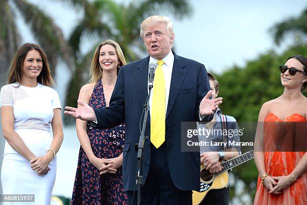 Donald Trump speaks at the 2014 Trump Invitational Grand Prix at The Mar-a-Lago Club on January 5, 2014 in Palm Beach, Florida.