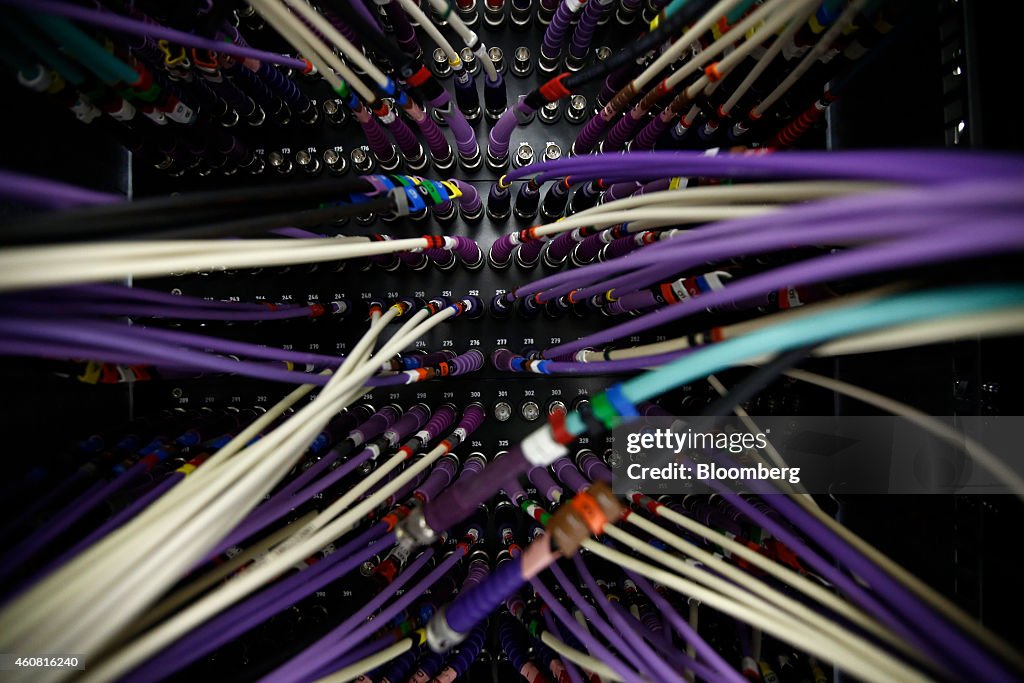 High End Data Cables Feed Into Servers