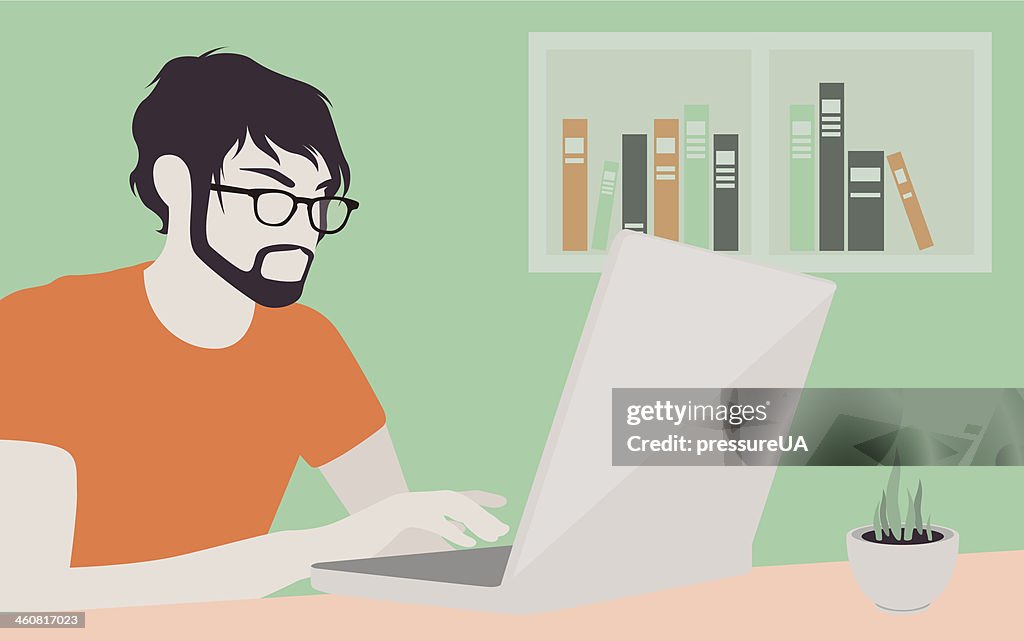 Computer Graphic Man Handsome Man With Laptop Illustration High-Res Vector Graphic - Getty ...
