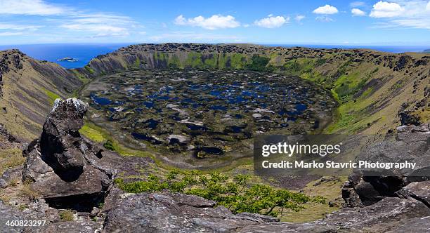 rano kau caldera - hanga roa stock pictures, royalty-free photos & images