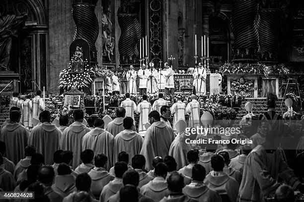 Pope Francis holds the Christmas night mass at St. Peter's Basilica on December 24, 2014 in Vatican City, Vatican.