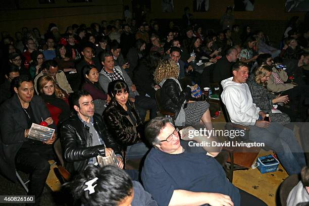 Audience members attend Sony Pictures' "The Interview" screening at Cinefamily on December 25, 2014 in Los Angeles, California.