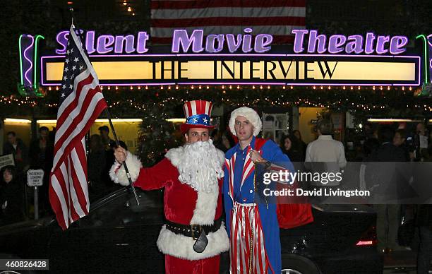 The theater exterior is seen at Sony Pictures' "The Interview" screening at Cinefamily on December 24, 2014 in Los Angeles, California.