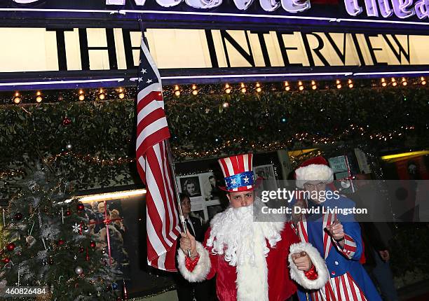 The theater exterior is seen at Sony Pictures' "The Interview" screening at Cinefamily on December 24, 2014 in Los Angeles, California.