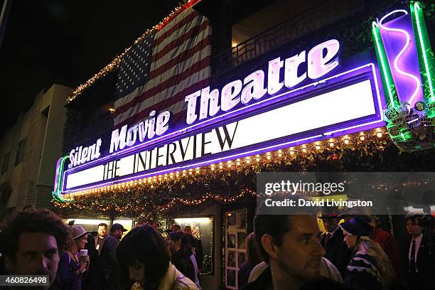 The theater exterior is seen at Sony Pictures' "The Interview" screening at Cinefamily on December 24, 2014 in Los Angeles, California.