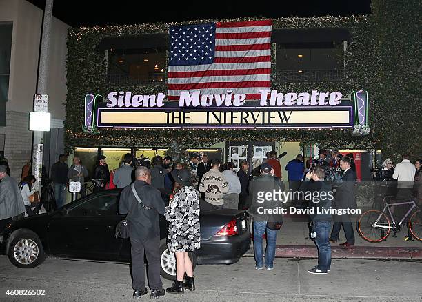 The theater exterior is seen at Sony Pictures' "The Interview" screening at Cinefamily on December 24, 2014 in Los Angeles, California.