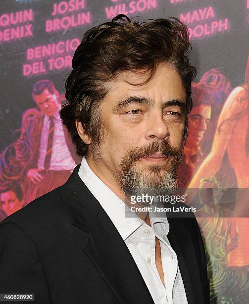 Actor Benicio del Toro attends the premiere of "Inherent Vice" at TCL Chinese Theatre on December 10, 2014 in Hollywood, California.