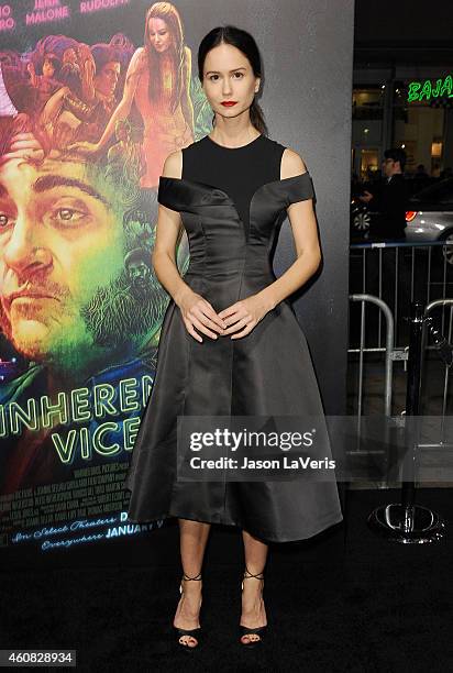 Actress Katherine Waterston attends the premiere of "Inherent Vice" at TCL Chinese Theatre on December 10, 2014 in Hollywood, California.