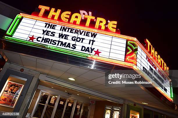 General view of Sony Pictures' release of "The Interview" at the Plaza Theater on, Christmas Day, December 25, 2014 in Atlanta, Georgia. Sony hackers...