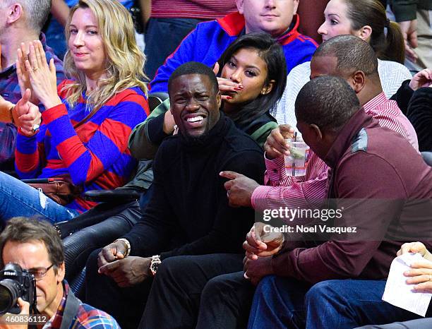 Kevin Hart attends a basketball game on Christmas between the Golden State Warriors and the Los Angeles Clippers at Staples Center on December 25,...