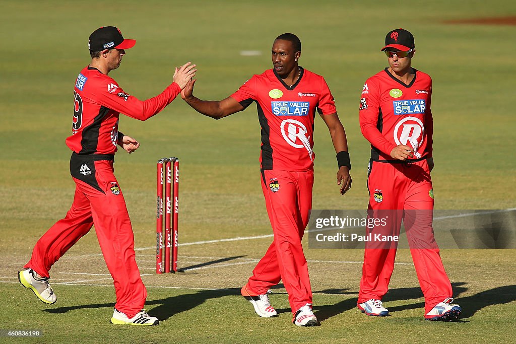 Ben Rohrer Ben Rohrer of the Renegades congratulates Dwayne Bravo after... News ...