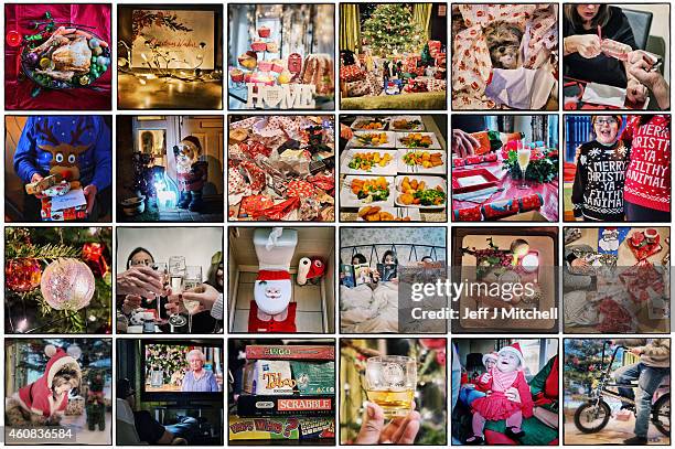 Composite of what makes a family Christmas on December 25, 2014 in Glasgow, Scotland. Millions of people across the UK spend time with family and...