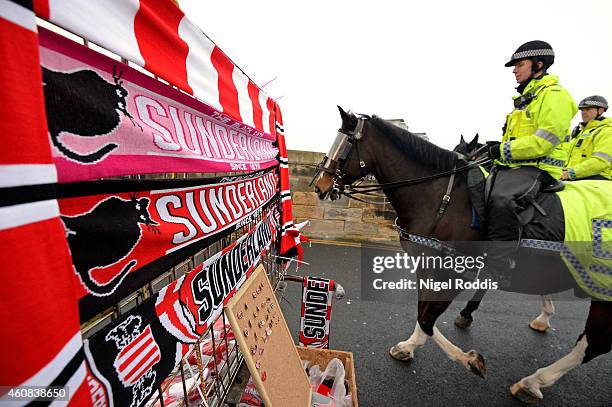 Merchandise goes on sale prior to kickoff during the Barclays Premier League match between Sunderland and Hull City at the Stadium of Light on...