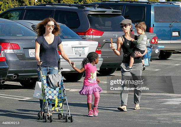 Jillian Michaels is seen with her partner, Heidi Rhoades, and their children, Lukensia Michaels Rhoades and Phoenix Michaels Rhoades in Malibu on...