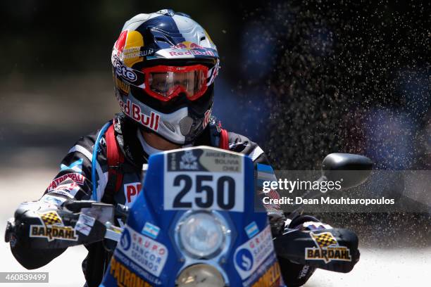 Marcos Patronelli of Argentina and Yamaha Racing Argentina competes on Day 1 of the Dakar Rally 2014 on January 5, 2014 in Santa Rosa de Calamuchita,...