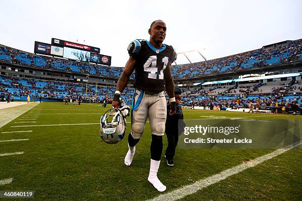 Captain Munnerlyn of the Carolina Panthers during their game at Bank of America Stadium on December 22, 2013 in Charlotte, North Carolina.