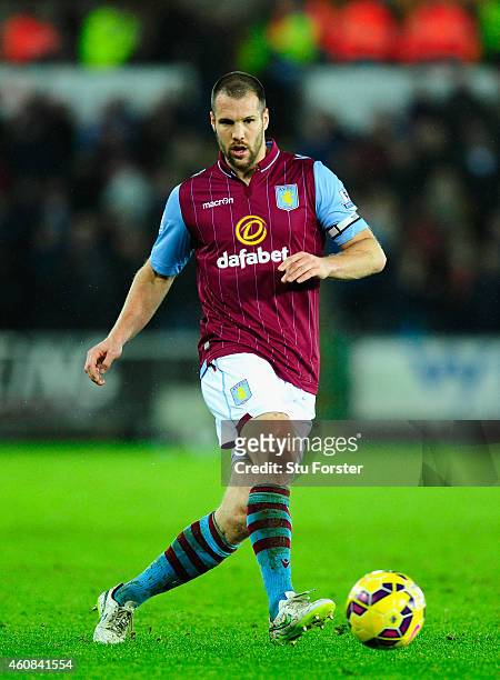 Villa player Ron Vlaar in action during the Barclays Premier League match between Swansea City and Aston Villa at Liberty Stadium on December 26,...