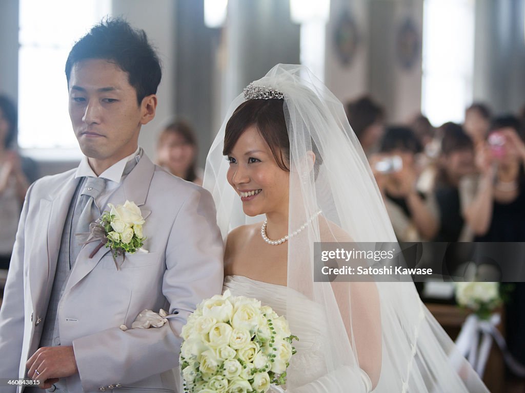 Bride and groom in a church