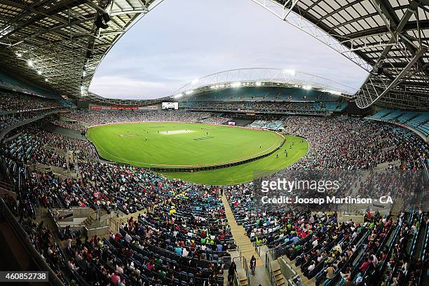 General view of the crowd during the Big Bash League match between the Sydney Thunder and the Sydney Sixers at ANZ Stadium on December 27, 2014 in...