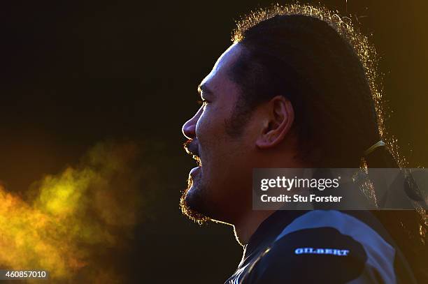 Falcons winger Alesana Tuilagi looks on before the Aviva Premiership match between Newcastle Falcons and Saracens at Kingston Park on December 27,...