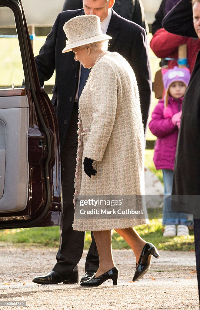 The Queen Attends Sunday Service At Sandringham