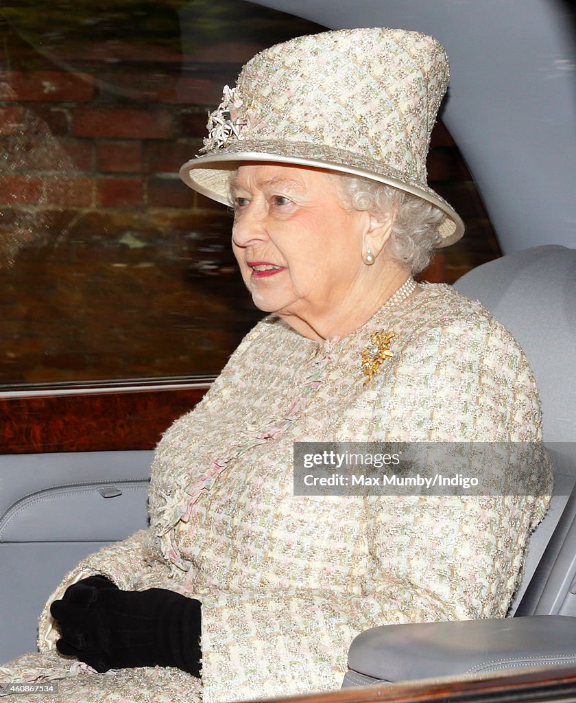 The Queen Attends Sunday Service At Sandringham