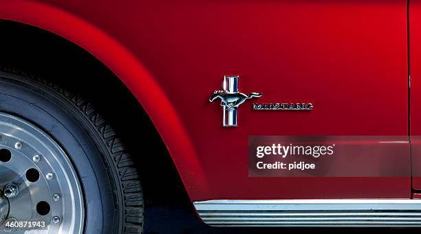 close up of 1964 ford mustang. - classic car restoration stockfoto's en -beelden