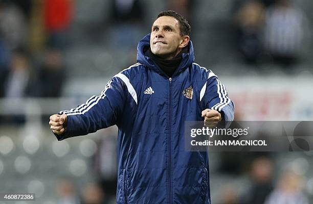 Sunderland's Uruguayan manager Gus Poyet reacts during the English Premier League football match between Newcastle United and Sunderland at St...