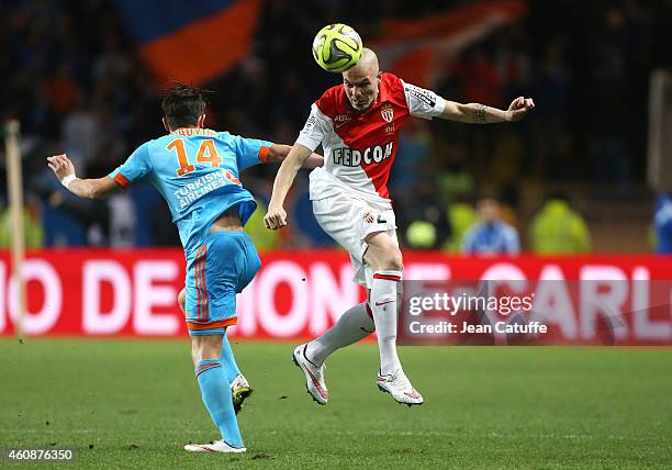 Andrea Raggi of Monaco in action during the French Ligue 1 match between AS Monaco FC v Olympique de Marseille OM at Stade Louis II on December 14,...