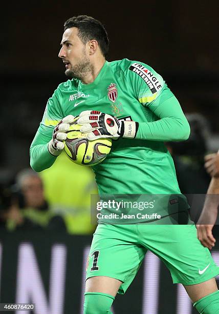 Goalkeeper of Monaco Danijel Subasic in action during the French Ligue 1 match between AS Monaco FC v Olympique de Marseille OM at Stade Louis II on...