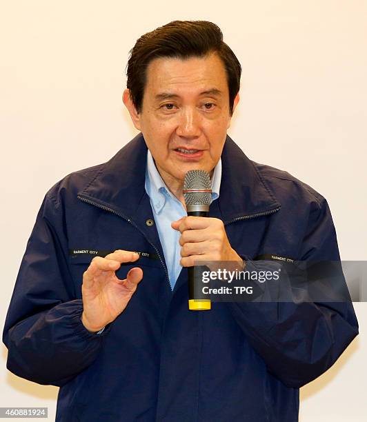 Ma Ying-jeou visits industrial corporation on 27th December, 2014 in Taipei, Taiwan, China.