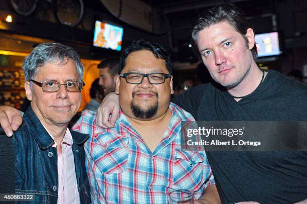 Paul Levitz, Fletcher Chu-Fong and guest attend the 27th Kinda Annual Dead Dog Party - Comic-Con International 2014 - Day 4 held at The Local Eatery...