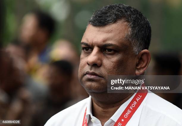 AirAsia Group chief executive officer Tony Fernandes waits prior to attending a press conference concerning missing Malaysian air carrier AirAsia...