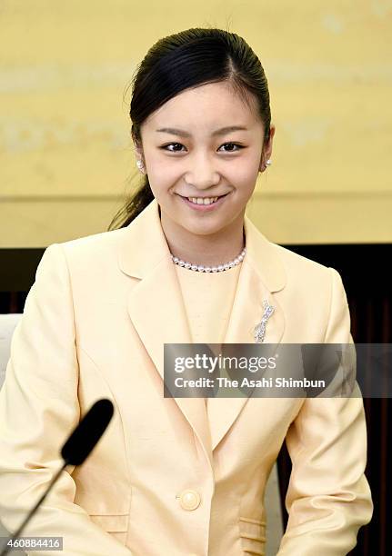 Princess Kako of Akishino speaks during a press conference ahead of her 20th birthday at the Akasaka Estate on December 15, 2014 in Tokyo, Japan....