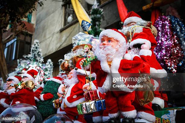 Christmas stock is displayed at stores in Shubra district of Cairo, Egypt on December 26, 2014 as preparations for Christmas celebrations get started...