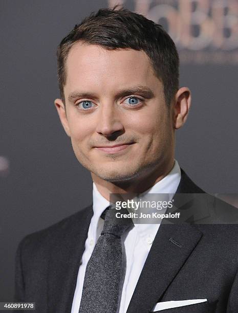 Actor Elijah Wood arrives at the Los Angeles Premiere "The Hobbit: The Battle Of The Five Armies" at Dolby Theatre on December 9, 2014 in Hollywood,...